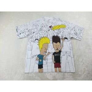VINTAGE Beavis & Butt-Head Shirt Mens Extra Large White MTV Cartoon AOP 1993*